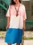 Vestido de Manga Corta Bloque de color Cuello Redondo