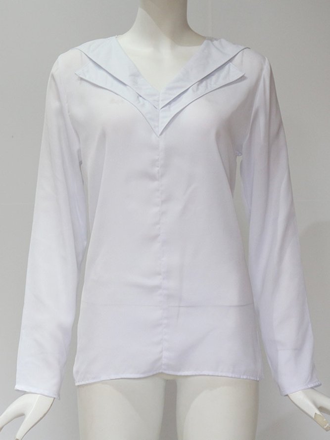 Camisas y blusas de gasa con paneles casuales de manga larga