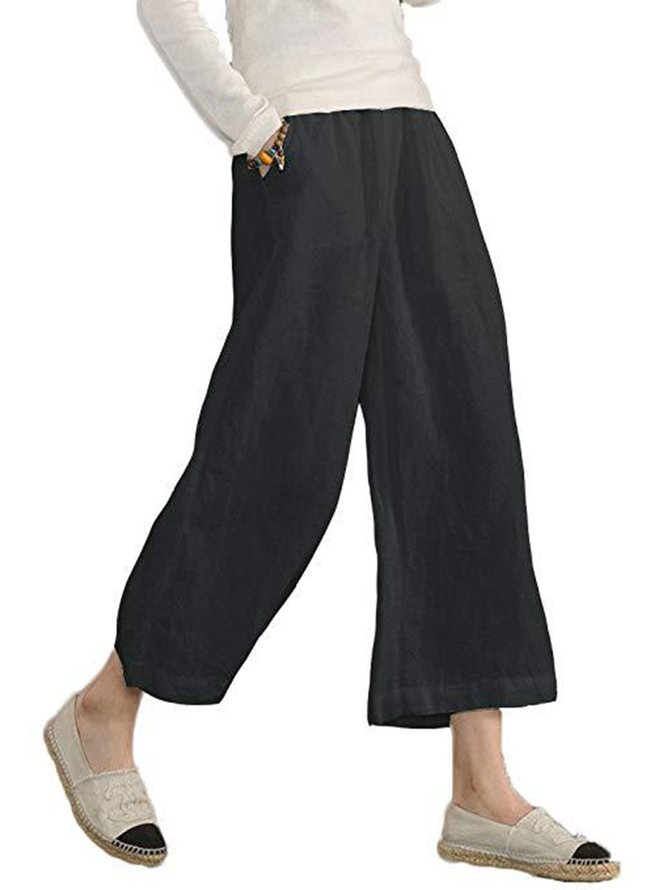Pantalones Casuales Sólidos de Lino