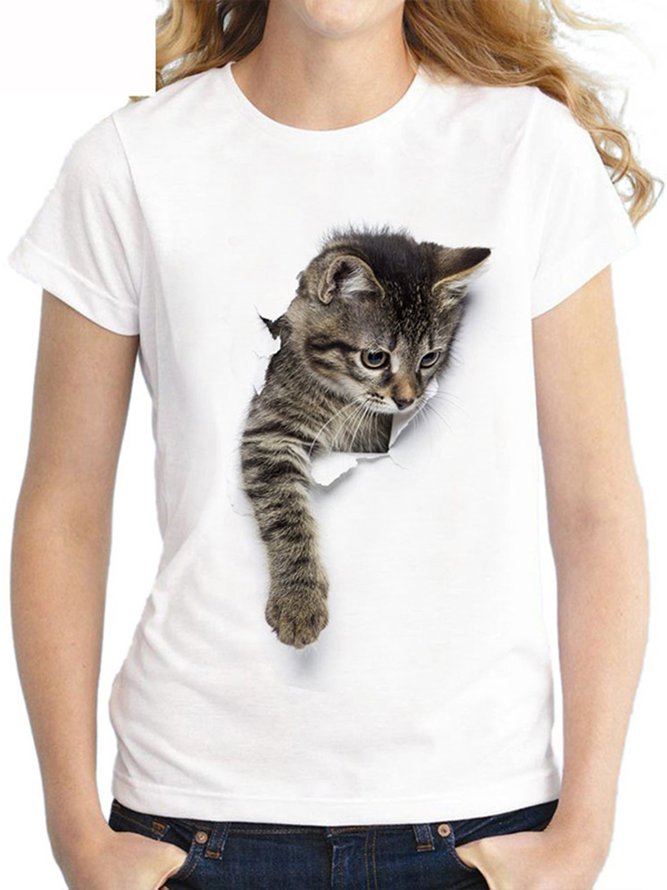 Camiseta Estampado Gato Mujeres