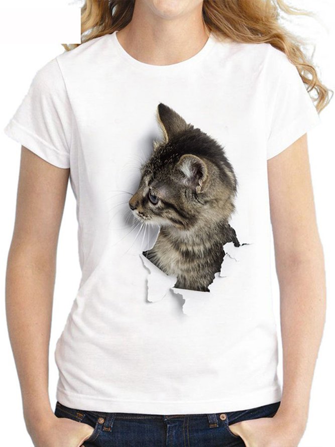 Camiseta Estampado Gato Mujeres