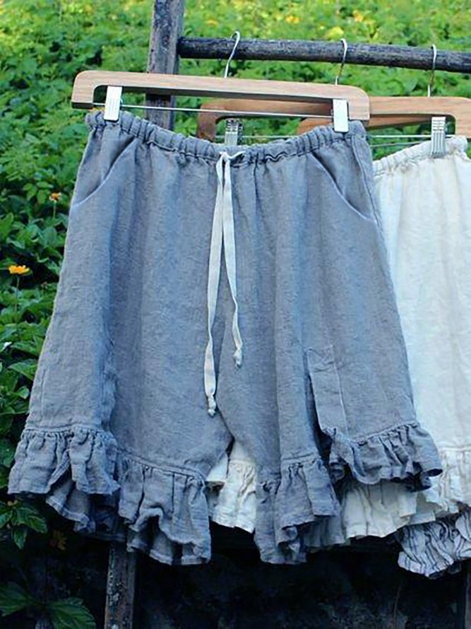 Pantalones Cortos con Cordón Elástico de Raya Lino