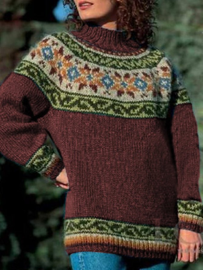 Suéter de algodón de manga larga con cuello redondo