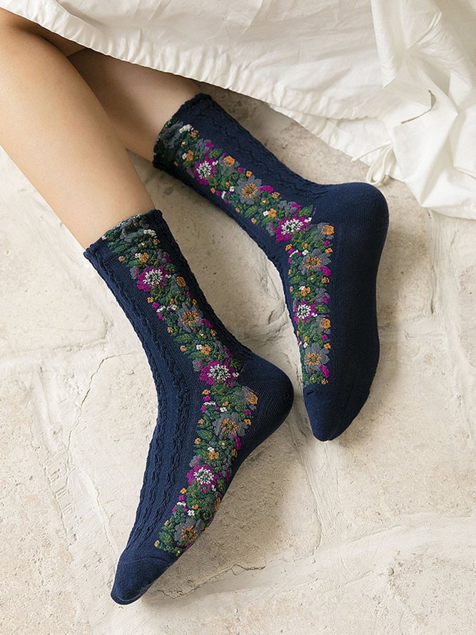 Calcetines de Tejido Floral
