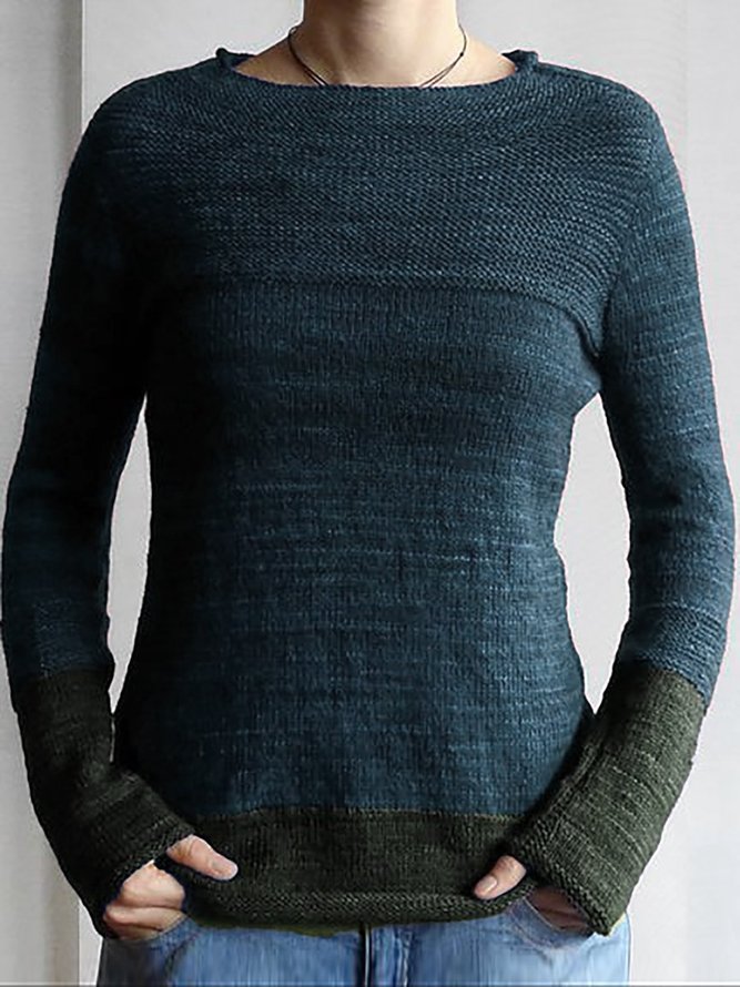 Suéter de manga larga con bloques de color y manga larga