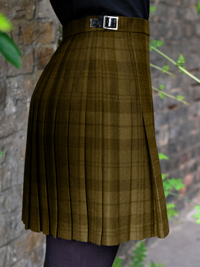 Falda de Plisado Tejido sintético de lana Tartán