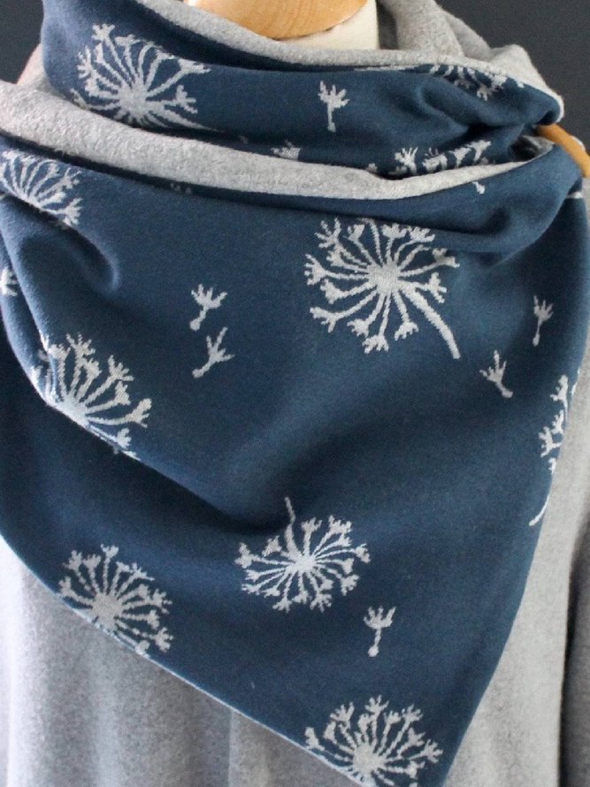 Bufanda de Azul Casual Estampado Algodón Mezclado Floral