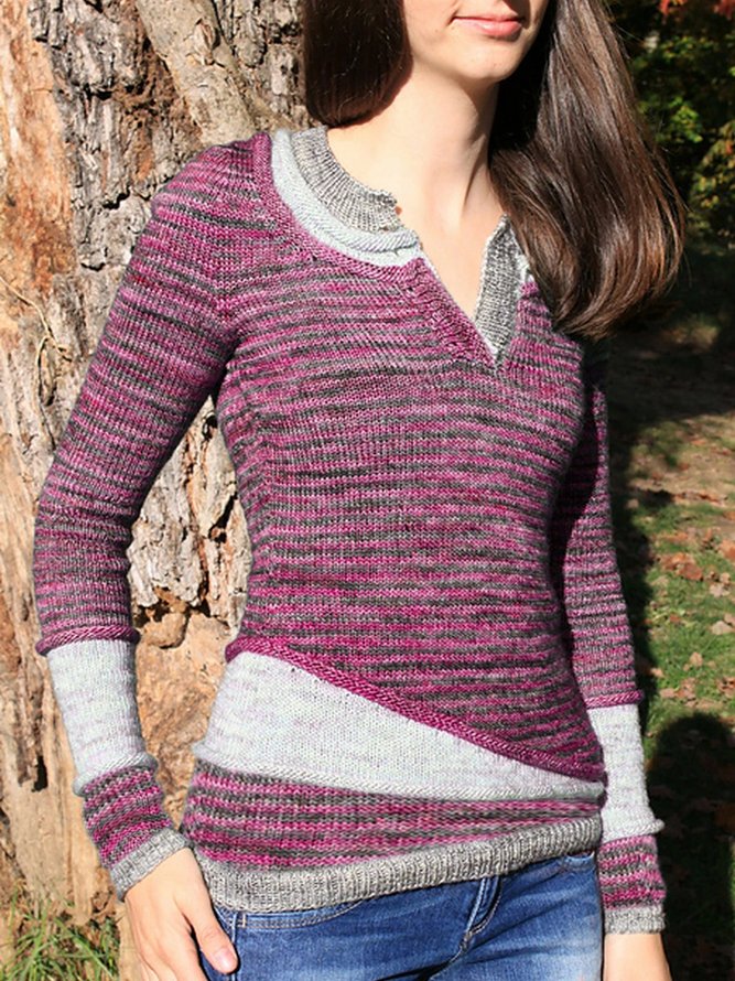 Mezcla de lana de manga larga Casual Suéter