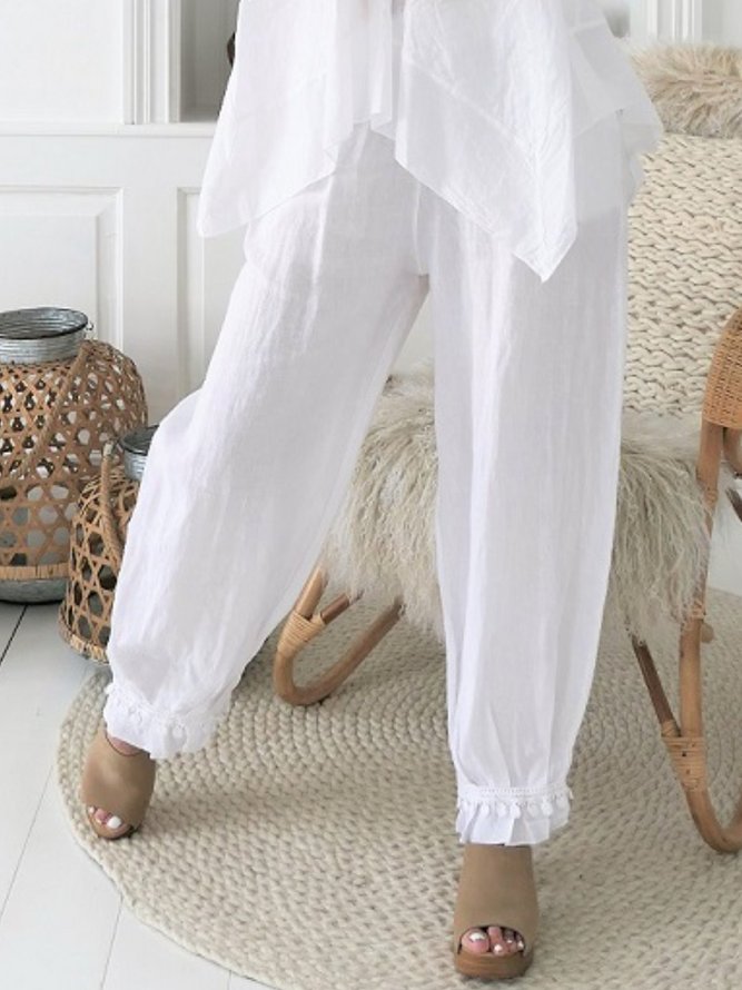 Pantalón de mujer Blanco Con Paneles