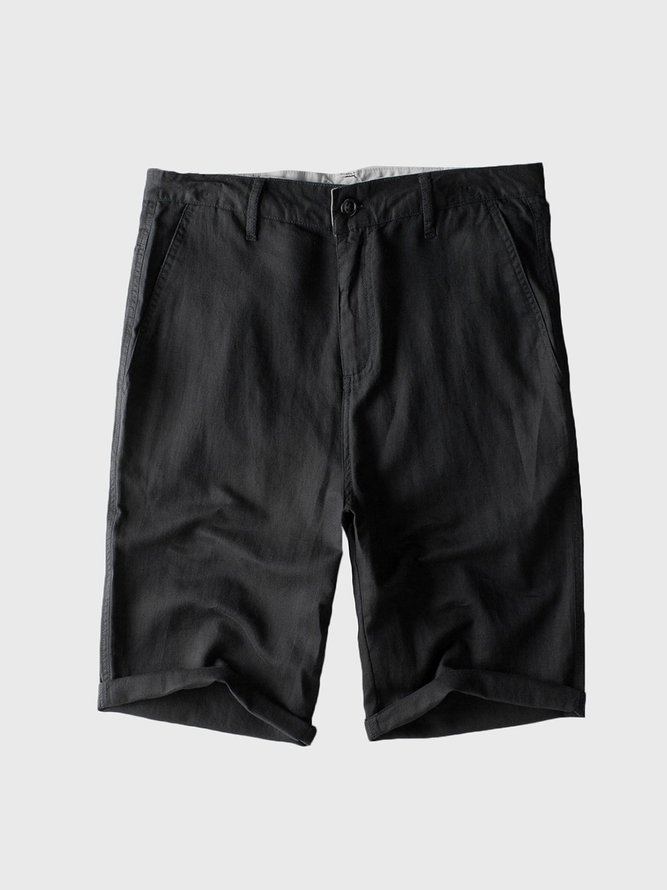 Pantalones Cortos de Lino de Cintura Baja