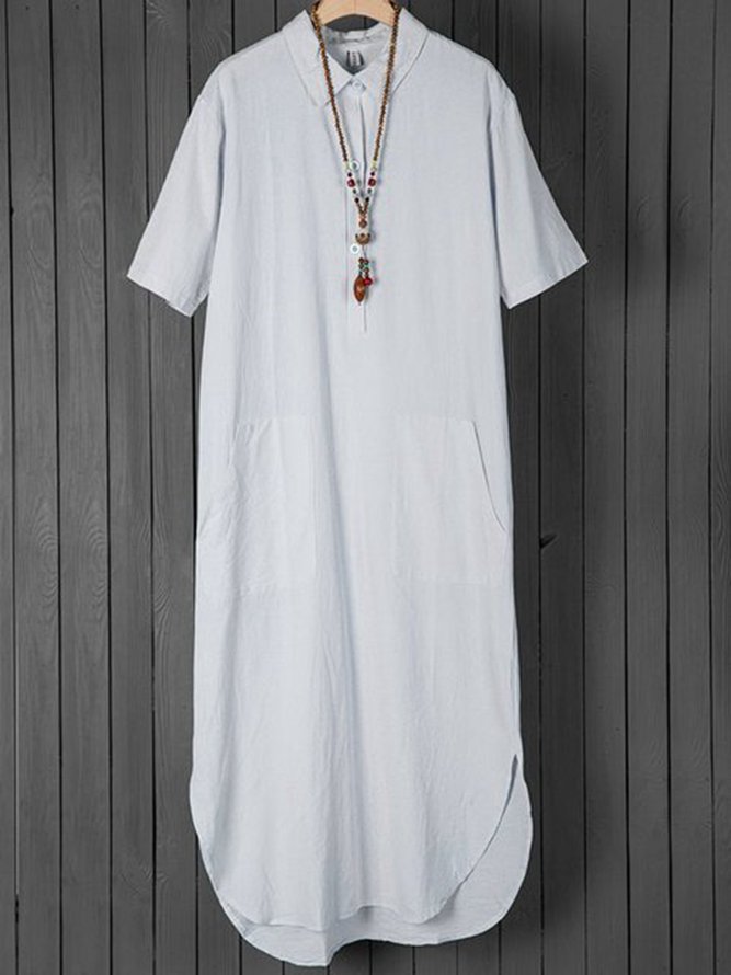 Vestido Blanco Recto de Lino para Cita