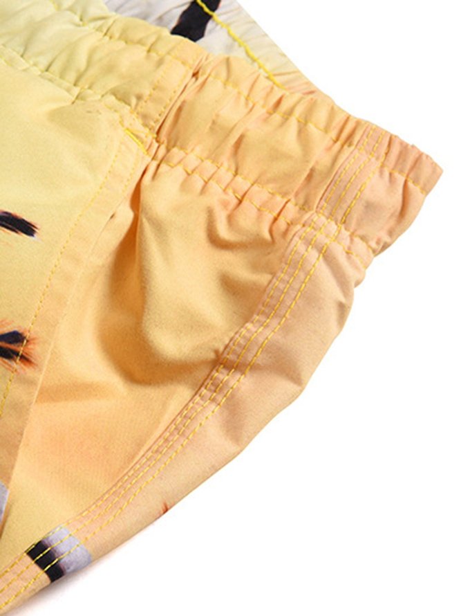 Pantalón corto de hombre Naranja Coco Árbol Playa Estampado