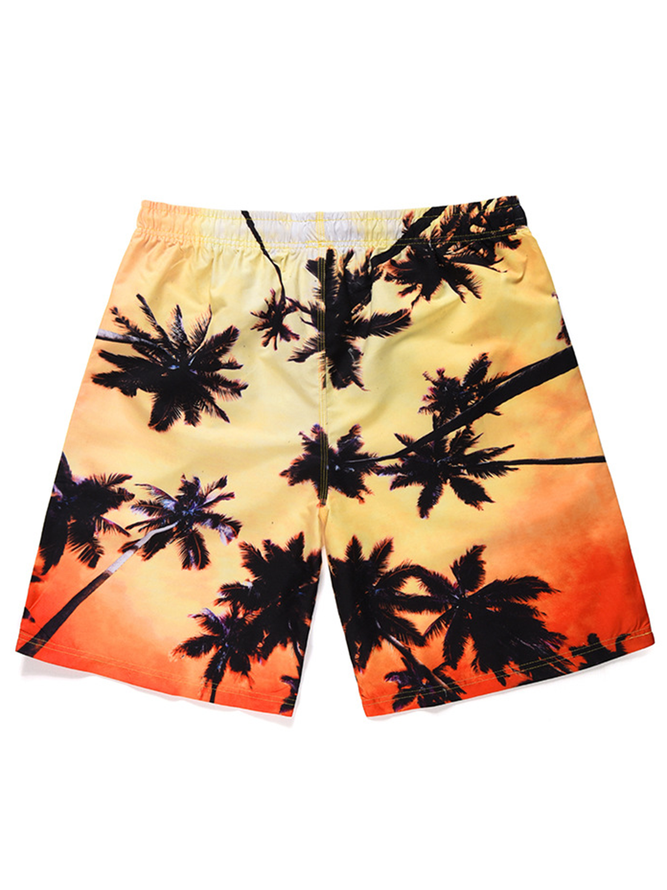 Pantalón corto de hombre Naranja Coco Árbol Playa Estampado