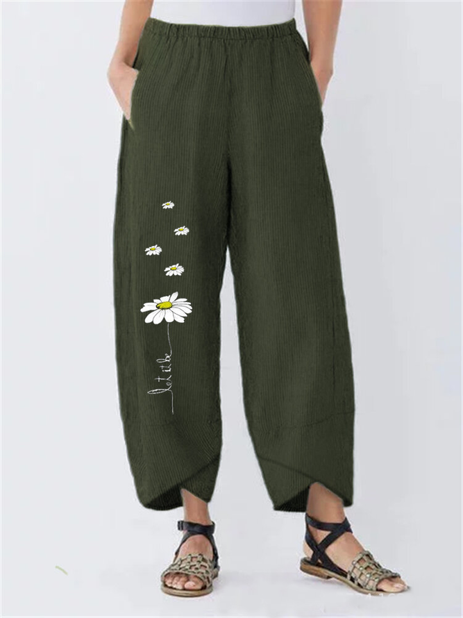 Pantalón de mujer Florales Algodón Mezclado