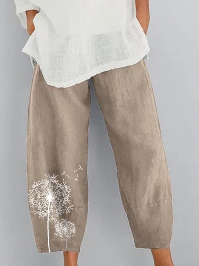 Pantalón de mujer Simple Estampado Algodón Mezclado