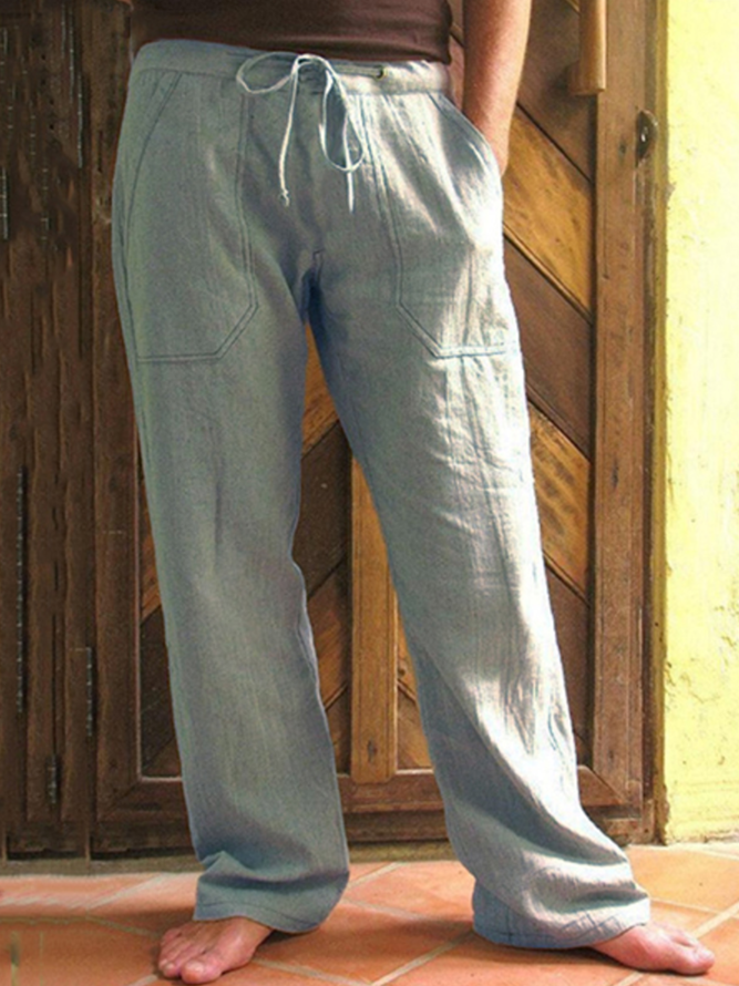 Pantalón De Hombre Algodón Color Puro