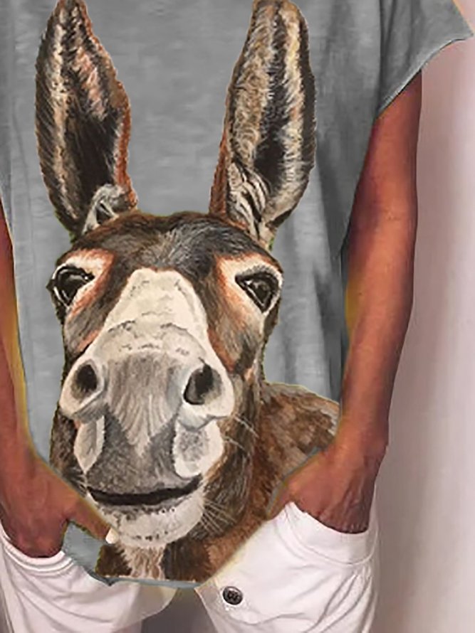Camisetas Escote Redondo Animal Retro Estampado