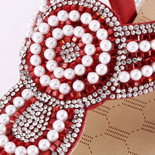 Sandalias Antideslizantes Perla De Imitacion Casa Vestir Cuero Artificial
