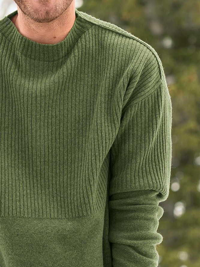 Suéter Verde Escote Redondo Algodón Mezclado