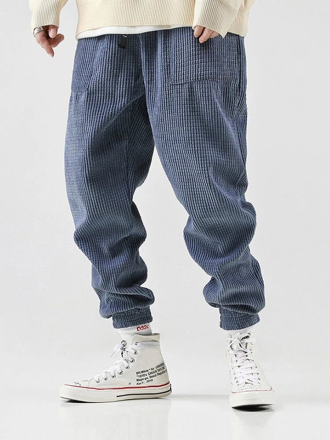 Pantalones Azul Cordón Ajustable Liso Simple