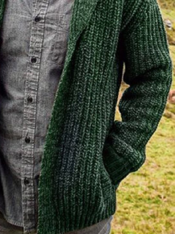 Suéter Verde Con Cuello De Chal Casual
