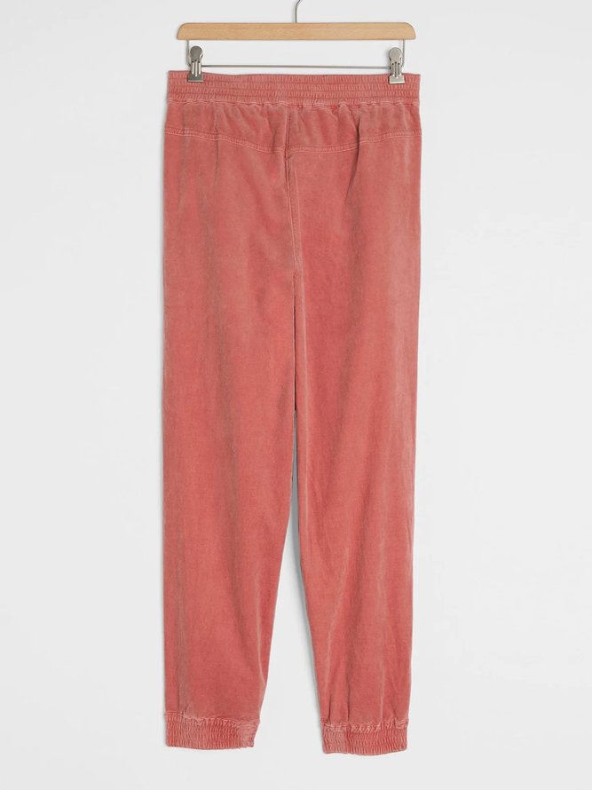 Rojo Bolsillos Casual Pantalones