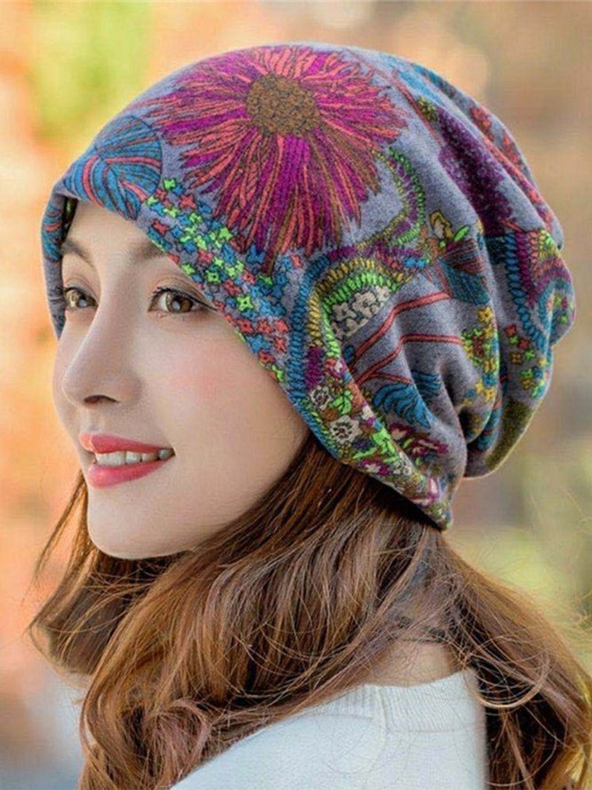 Sombrero Retro Multicolor Geométrico Floral Estampado Casual Tejido