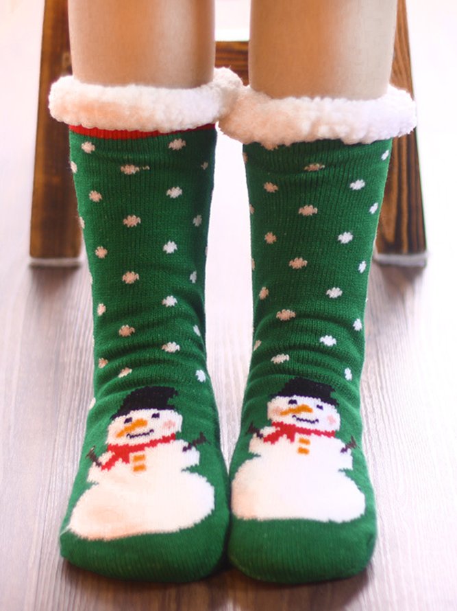 Calcetines Navidad Monigote De Nieve Alce Santa Claus Tibio
