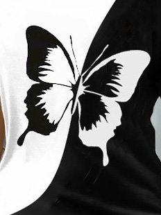 Camiseta Mariposa Casual Regular Ajuste Manga Corta