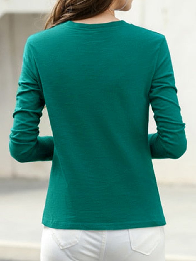 Liso Color no Patrón Básico cuerpo Elástico apoyo T-Camisa Talla Grande