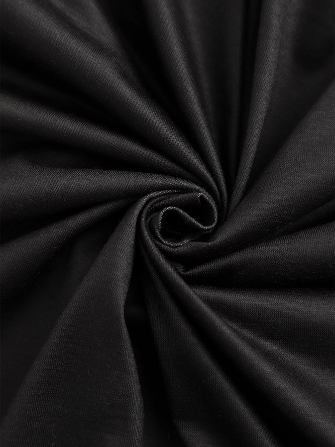 Vestido Negro Recto Casual de Escote Redondo