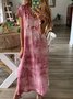 Vestido de  Algodón Ombre/Tie-Dye Cuello Pico