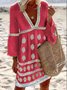 Vestido De Bohémico Tribal Estampado Manga Larga