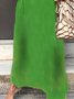 Vestidos Verde Algodón Con Oscilación Manga Corta Estampado
