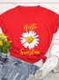 Camisetas Escote Redondo Manga Corta Recto Florales