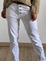Pantalón De Mujer Blanco Color Puro Botón