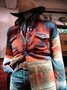Hombre Rojo Tribal Bolsillos Tejido Sintético De Lana Casual Ropa Exterior