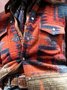Hombre Rojo Tribal Bolsillos Tejido Sintético De Lana Casual Ropa Exterior