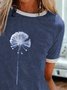 Camisetas Azul marino Algodón Mezclado Manga Corta Recto
