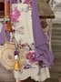Dos Piezas Manga Larga Casual Cuello Pico Floral Estampado Maxi Vestido